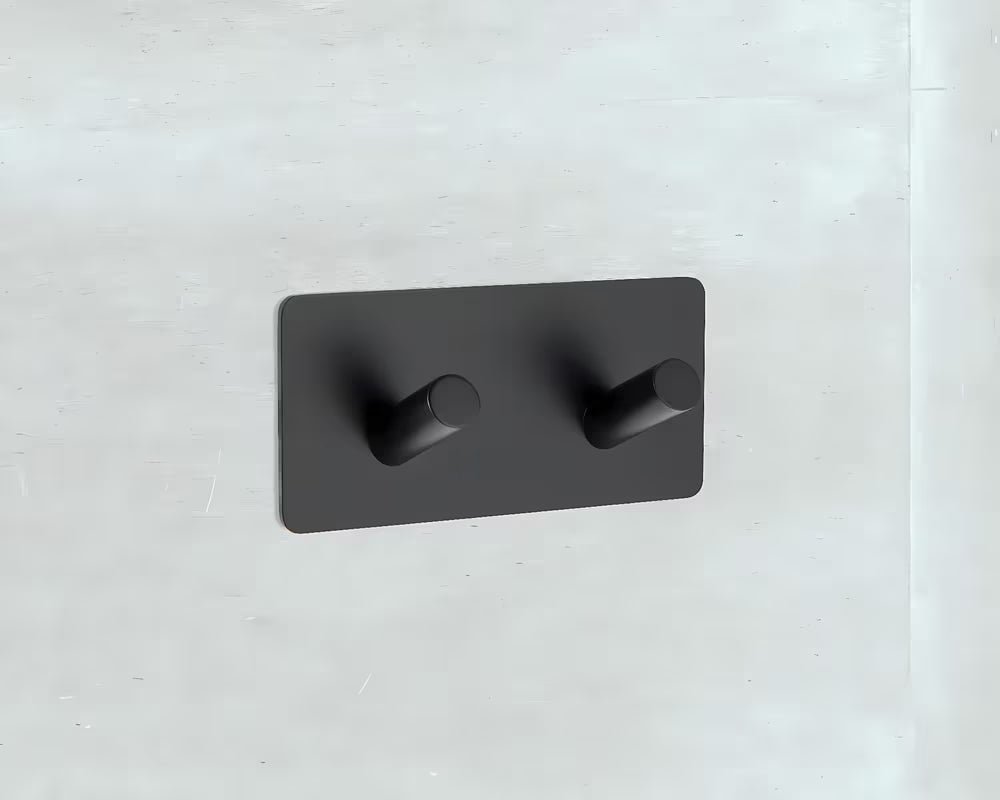Samoljepljivi dvostruka kuka SAT u mat crnoj izvedbi od nehrđajućeg čelika za kupaonicu