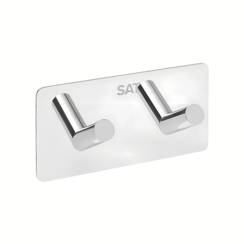 Samoljepljivi dvostruka kuka SAT Chrome u krom izvedbi od poliranog nehrđajućeg čelika