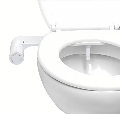 Bijelo bide sjedalo SAT Easybidet pro za ugradnju ispod WC daska bez priključka na struju.