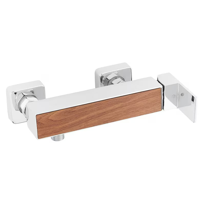 Jednoručna Baterija zidna miješalica za tuš Sat Elements u krom izvedbi s mogućnošću dekora drva