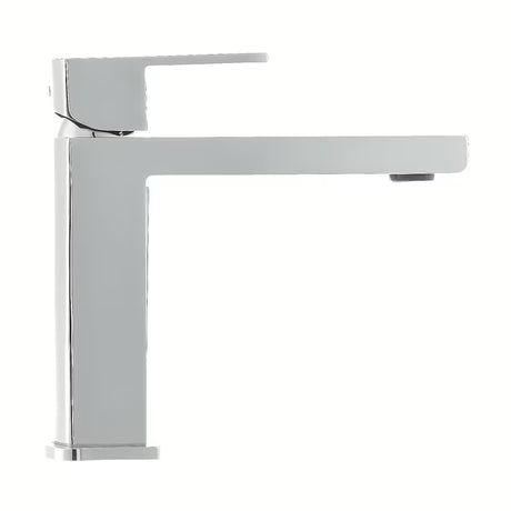 Jednoručna Baterija stojeća miješalica za umivaonik SAT Elements u izvedbi bijela i krom, bez odvoda.