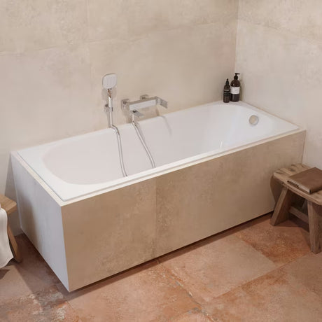 Zidna jednoručna baterija miješalica za kadu SAT Elements u izvedbi bijela i krom bez tuš seta.