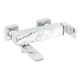 Jednoručna Baterija zidna miješalica za kadu SAT Elements u dekoru bijelog mramora bez tuš seta.