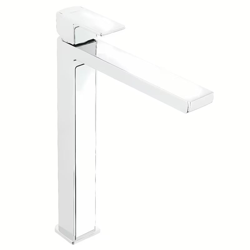 Visoka stojeća miješalica za umivaonik SAT Elements u izvedbi bijela/krom bez odvoda.