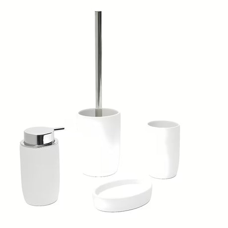 Bijeli keramički dozator sapuna SAT Evolution minimalističkog dizajna za modernu kupaonicu.