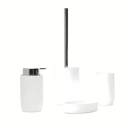 Bijeli keramički dozator sapuna SAT Evolution minimalističkog dizajna za modernu kupaonicu.