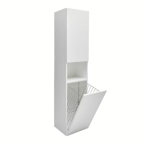 Visoka viseća kupaonski ormarić SAT Evolution u mat bijeloj izvedbi s okomitim utorima