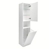 Visoka viseća kupaonski ormarić SAT Evolution u mat bijeloj izvedbi s okomitim utorima