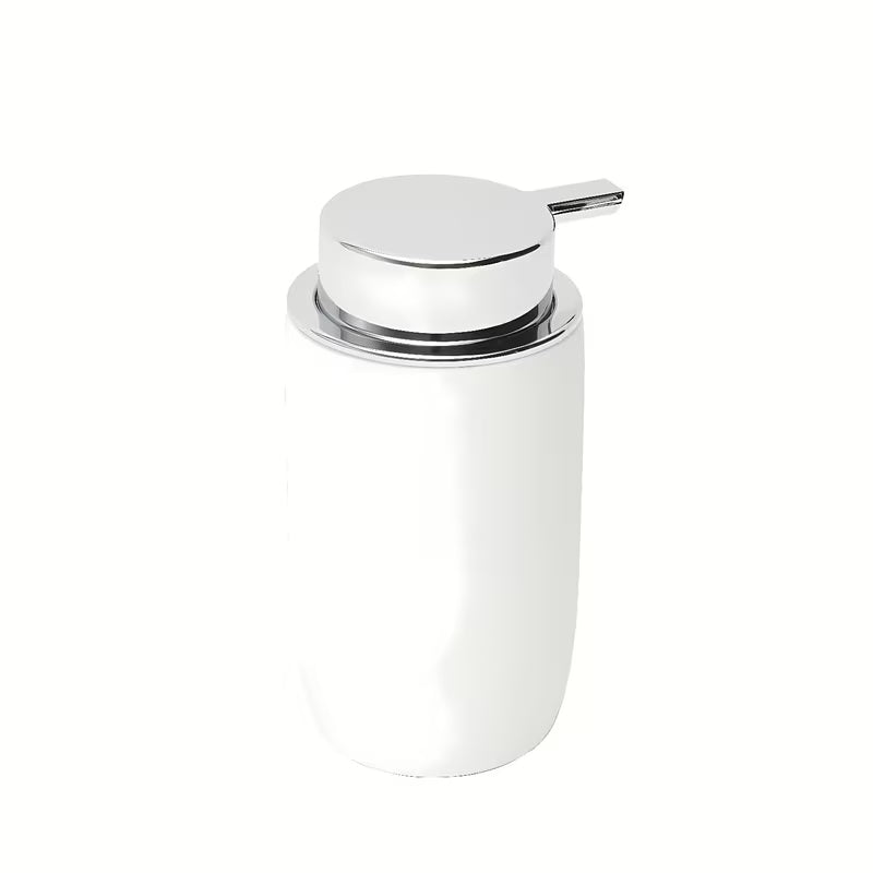 Bijeli keramički dozator sapuna SAT Evolution minimalističkog dizajna za modernu kupaonicu.