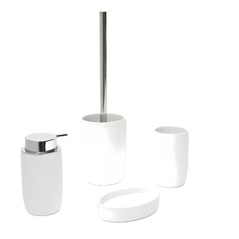 Bijeli keramički dozator sapuna SAT Evolution minimalističkog dizajna za modernu kupaonicu.