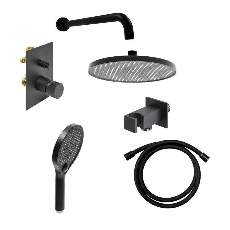 Podžbukni tuš sustav SAT Evolution u mat crnoj boji s tri funkcije tuširanja