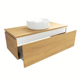 Viseća kupaonski ormarić SAT Feel s pokrovnom pločom u dekoru medni hrast