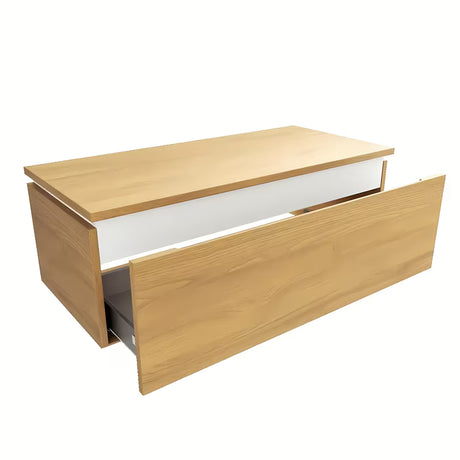 Viseća kupaonski ormarić SAT Feel s pokrovnom pločom u dekoru medni hrast i s mat površinom