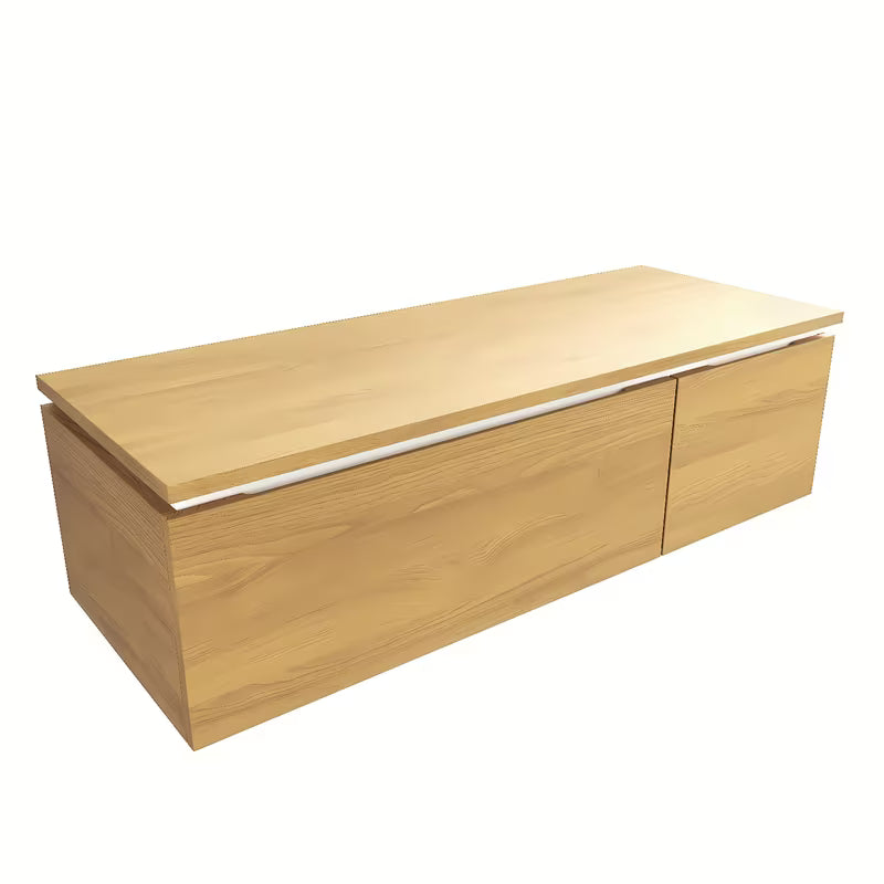 Viseća kupaonski ormarić SAT Feel u dekoru medni hrast s dvije asimetrične ladice