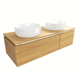 Viseća kupaonski ormarić SAT Feel u dekoru medni hrast s dvije asimetrične ladice