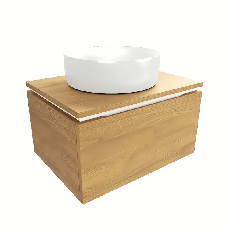 Viseća kupaonski ormarić SAT Feel s pokrovnom pločom u dekoru medni hrast s mat završnom obradom