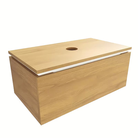 Viseća kupaonski ormarić SAT Feel s pokrovnom pločom u dekoru medni hrast i s mat završnom obradom