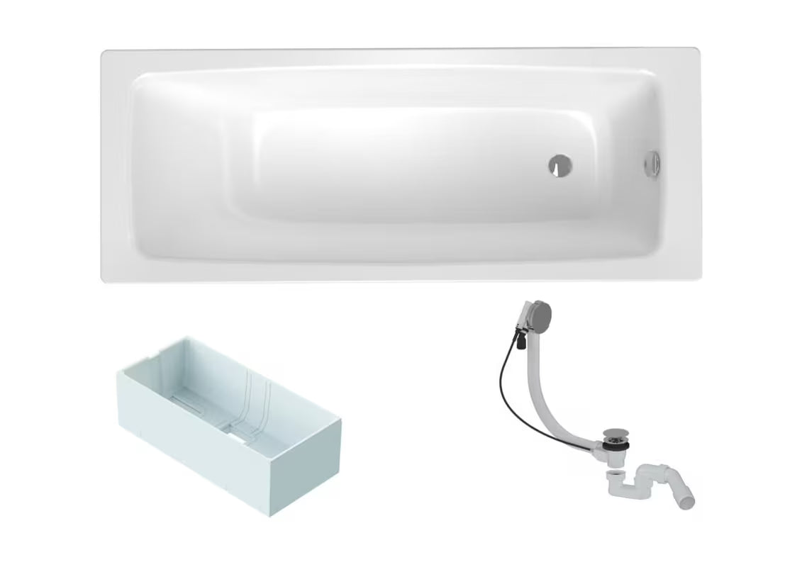 Pravokutna kada SAT Feel 150 x 70 cm od emajliranog čelika s polistirenskim nosačem i punjenjem kroz preljev