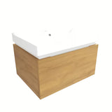 Viseća kupaonski ormarić SAT Feel s keramičkim umivaonikom u dekoru medni hrast