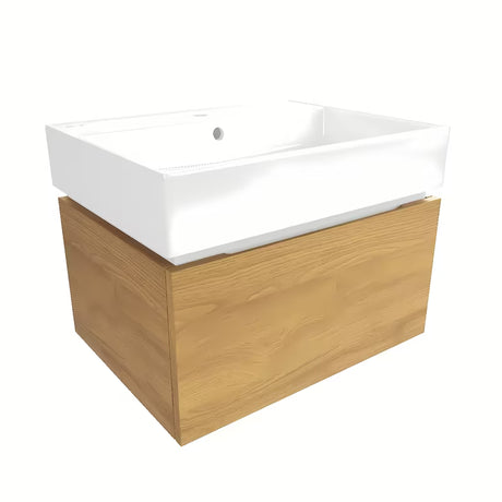 Viseća kupaonski ormarić SAT Feel s keramičkim umivaonikom u dekoru medni hrast