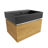 Viseća kupaonski ormarić SAT Feel s keramičkim umivaonikom u dekoru medni hrast