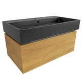 Viseća kupaonski ormarić SAT Feel s keramičkim umivaonikom u dekoru medni hrast