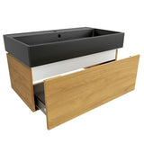 Viseća kupaonski ormarić SAT Feel s keramičkim umivaonikom u dekoru medni hrast