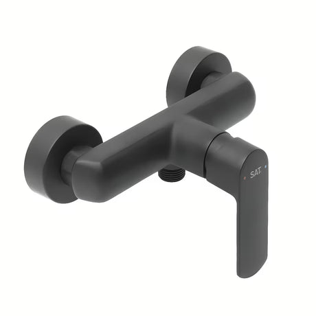 Zidna jednoručna baterija miješalica za tuš SAT Feel u mat crnoj boji bez tuš seta.