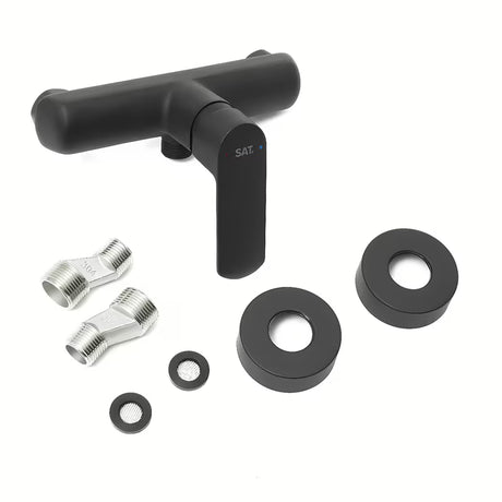 Zidna jednoručna baterija miješalica za tuš SAT Feel u mat crnoj boji bez tuš seta.