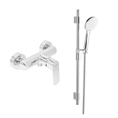 Kromirana zidna jednoručna baterija miješalica za tuš SAT Feel s tuš setom i ručnim tušem