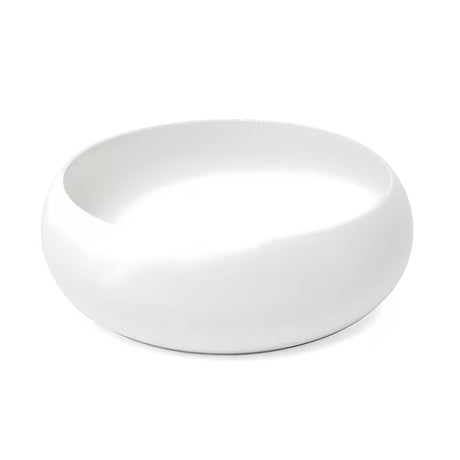 Okrugli keramički umivaonik na ploču SAT Feel u mat bijeloj boji, promjera 36 cm.