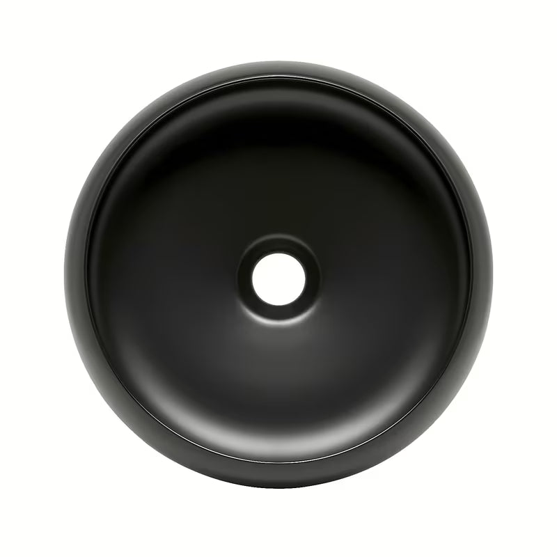 Okrugli keramički umivaonik na ploču SAT Feel u mat crnoj boji, promjer 36 cm
