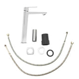 Visoka miješalica za Umivaonik SAT Feel u sjajnom kromiranom finišu bez odvoda.