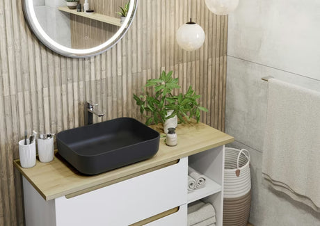 Visoka miješalica za Umivaonik SAT Feel u sjajnom kromiranom finišu bez odvoda.