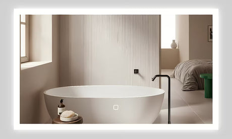 Bijelo pravokutno LED ogledalo SAT Feel 60x100 cm sa senzorom i odabirom triju boja svjetla.