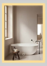 Bijelo pravokutno ogledalo SAT Feel 60x80 cm s LED osvjetljenjem i senzorskim upravljanjem