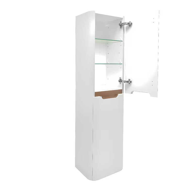 Visoka viseća kupaonski ormarić SAT Fusion u bijeloj mat boji sa zaobljenim rubovima