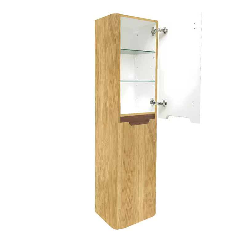 Visoka viseća kupaonski ormarić SAT Fusion 40x149x33 cm u dekoru medenog hrasta s mat površinom