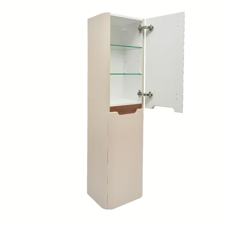 Visoka viseća kupaonski ormarić SAT Fusion u mat pješčano bež boji sa zaobljenim kutovima