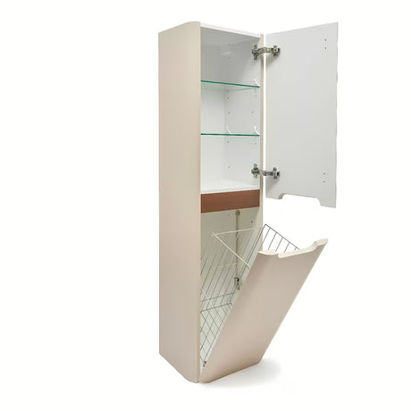 Visoka viseća kupaonski ormarić SAT Fusion u mat pješčano bež boji sa zaobljenim kutovima