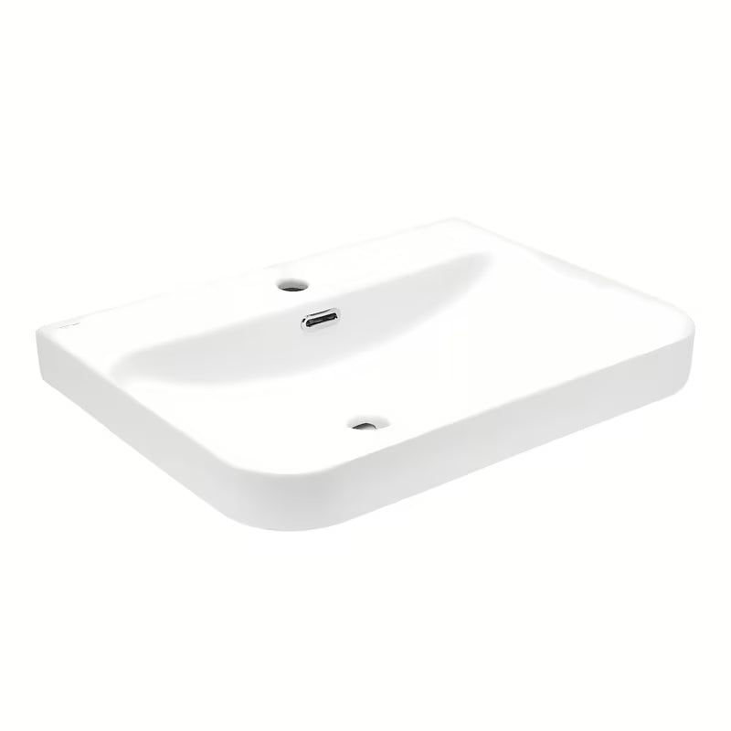 Umivaonik za Kupaonski Ormarić SAT Fusion od keramike u mat bijeloj boji s otvorom pro slavinu i preljevom