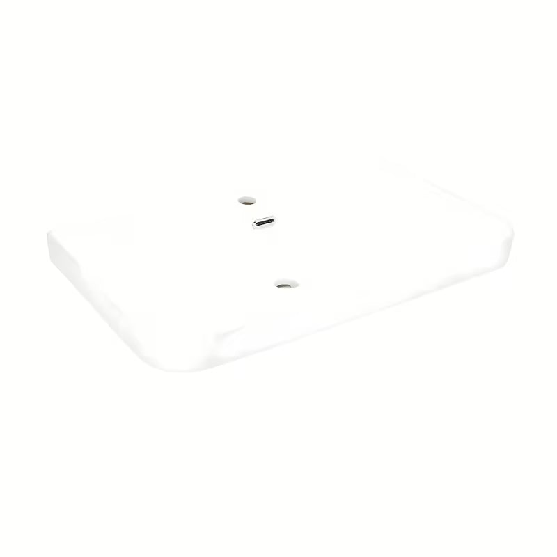 Bijeli sjajni keramički umivaonik za kupaonski ormarić SAT Fusion s preljevom i središnjim otvorom pro slavinu.