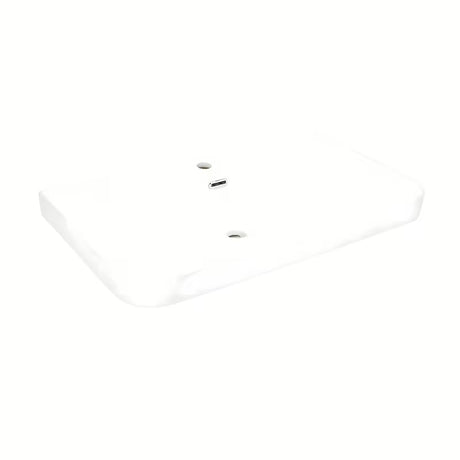 Bijeli sjajni keramički umivaonik za kupaonski ormarić SAT Fusion s preljevom i središnjim otvorom pro slavinu.