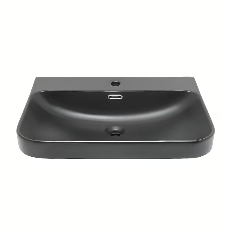 Namještajni keramički umivaonik SAT Fusion 60,5x46,3 cm u mat crnoj boji s preljevom