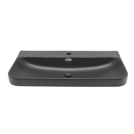Keramički umivaonik za kupaonski ormarić SAT Fusion u mat crnoj boji s otvorom pro slavinu u sredini