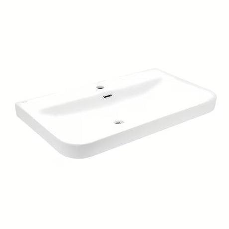 Umivaonik za Kupaonski Ormarić SAT Fusion od keramike u mat bijeloj boji s otvorom pro slavinu u sredini.