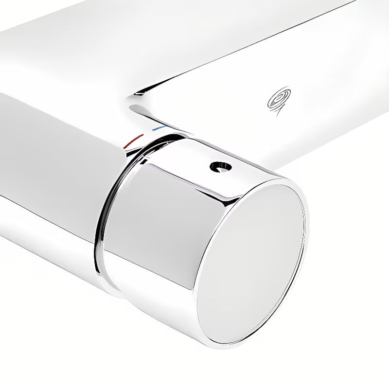 Ručica SAT Fusion u izvedbi bijelo staklo s kromiranim detaljima za pro kupaonsku slavinu.