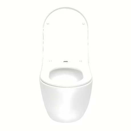Bijeli viseća WC školjka SAT Fusion s vrtložnim ispiranjem i sjedalom soft Close.