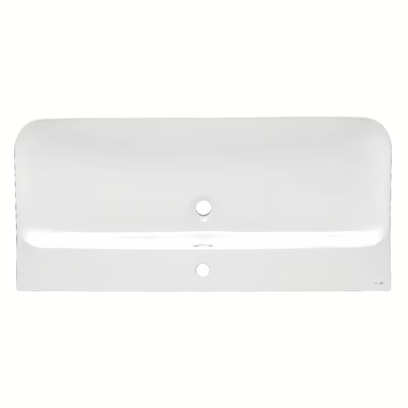 Bijeli sjajni keramički umivaonik za kupaonski ormarić SAT Fusion 100,6x46,3 cm sa središnjim otvorom i preljevom.