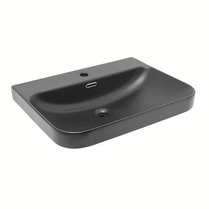Namještajni keramički umivaonik SAT Fusion 60,5x46,3 cm u mat crnoj boji s preljevom